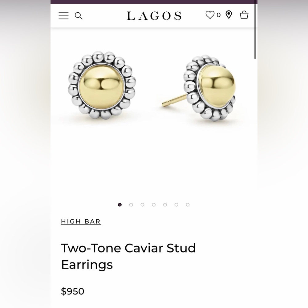 Lagos 18k and silver 12mm stud earrings